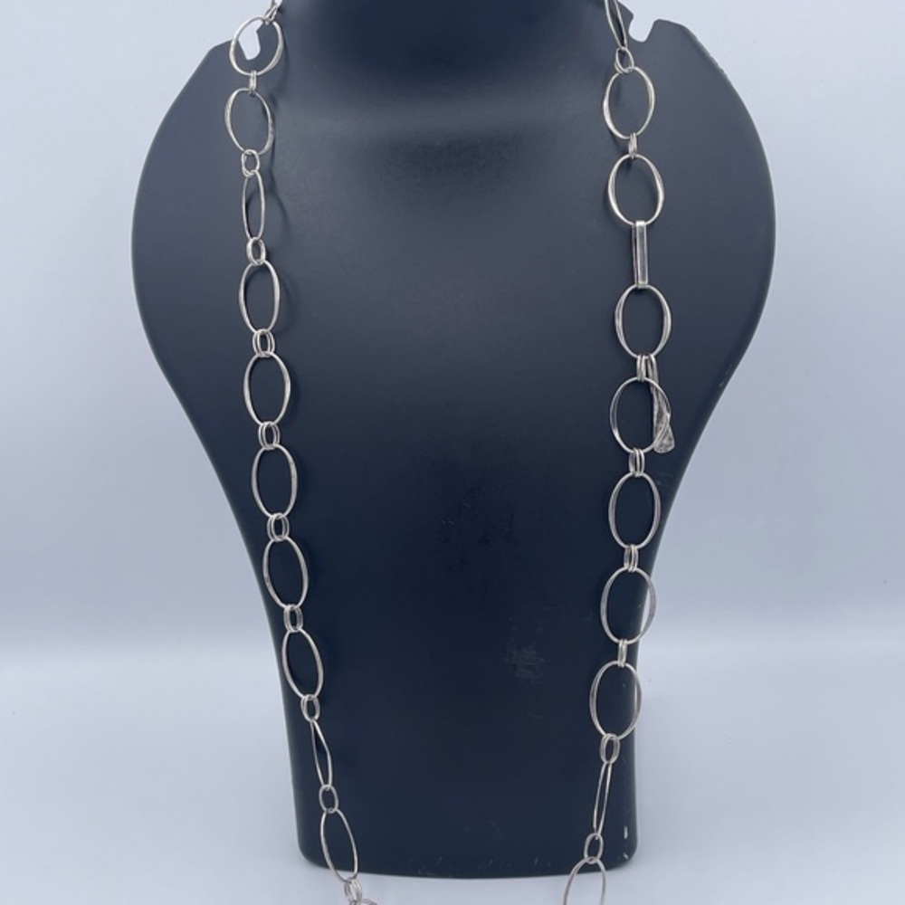 Robert Lee Morris 925 Sterling Silver Oval Link Hammered Necklace Minimalist